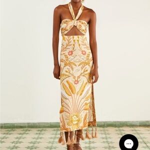 FARM Rio Floral Midi Dress - Yellow and Brown